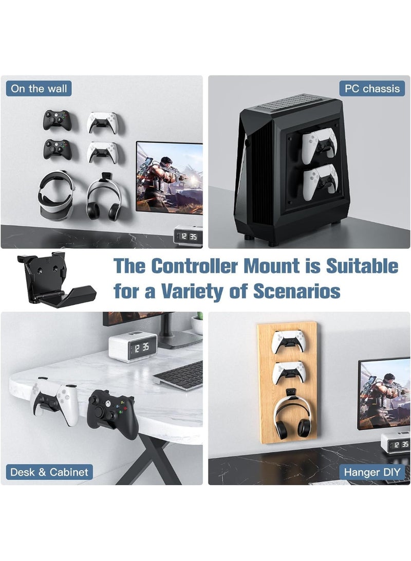 6PCS Removable Game Controller Wall Mount Holders - Strong Adhesive & Screw-Mounted Controller Holder with Headset Hanger Hook  Compatible with Video Game Controllers & Headphones - Image 5